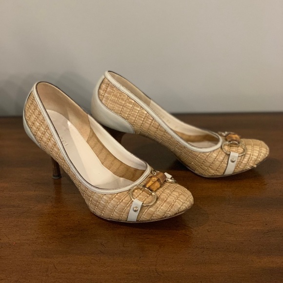 GUCCI - Horse bit Bamboo Straw Kitten heels - Picture 5 of 10